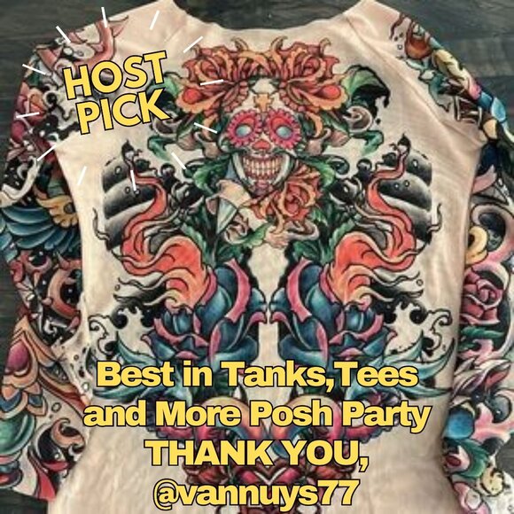 Tattoo Clothing Sheer Tattoo Art Long Sleeve Blouse - Picture 8 of 9